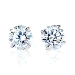 14K White Gold 2 Carat CZ Stud Earrings